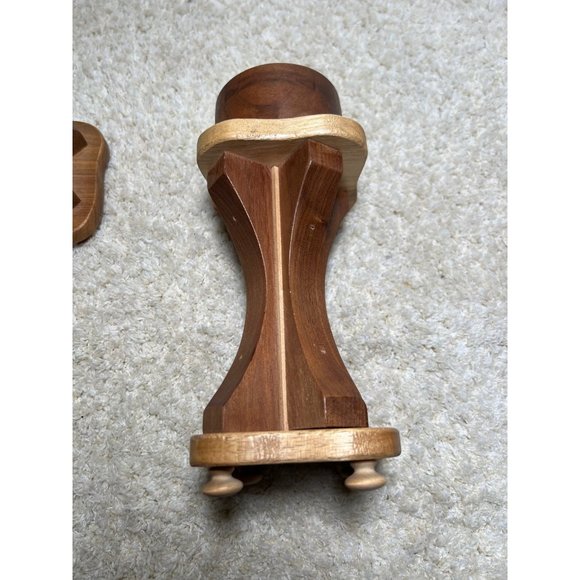 Vtg homemade wooden candleholders - Picture 2 of 5